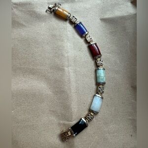 Beautiful Vintage Multi-Color Jade & Chinese Symbol Fortune Bracelet ✨